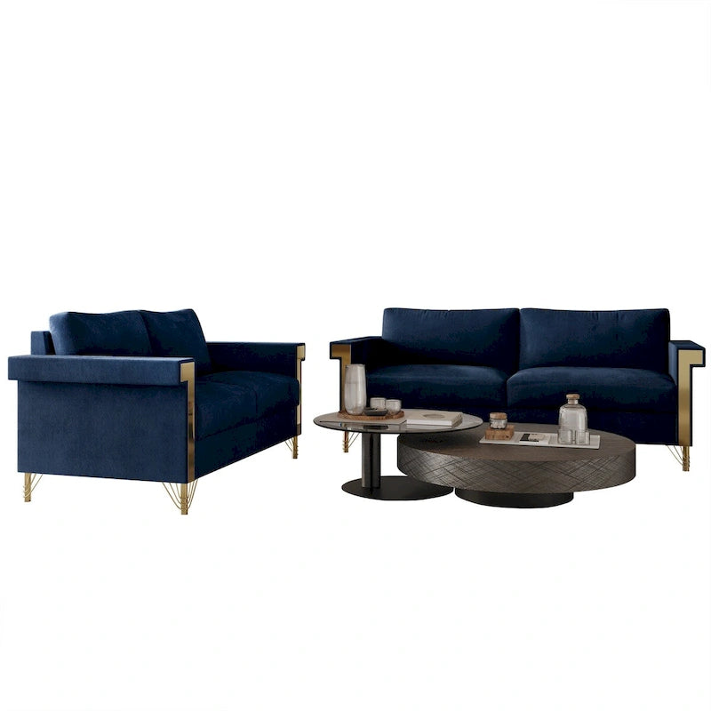 CraftPorch Glam Velvet Upholstered 2-Piece Living Room Set