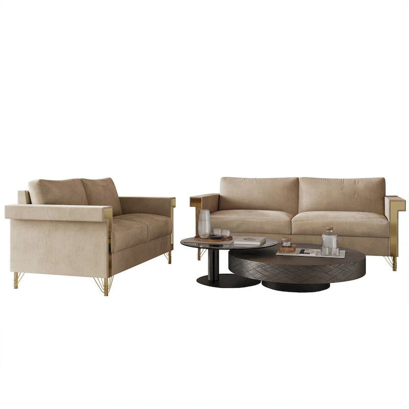 CraftPorch Glam Velvet Upholstered 2-Piece Living Room Set