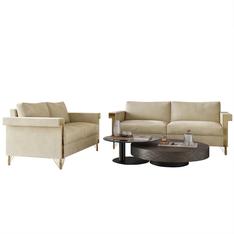 CraftPorch Glam Velvet Upholstered 2-Piece Living Room Set