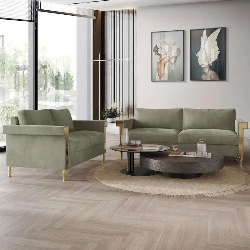 CraftPorch Glam Velvet Upholstered 2-Piece Living Room Set