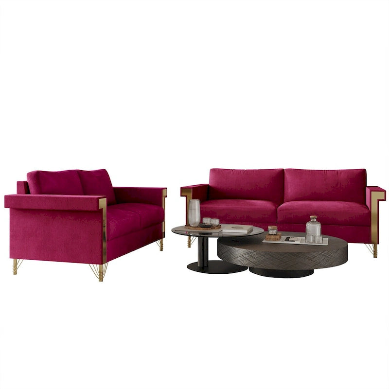 CraftPorch Glam Velvet Upholstered 2-Piece Living Room Set