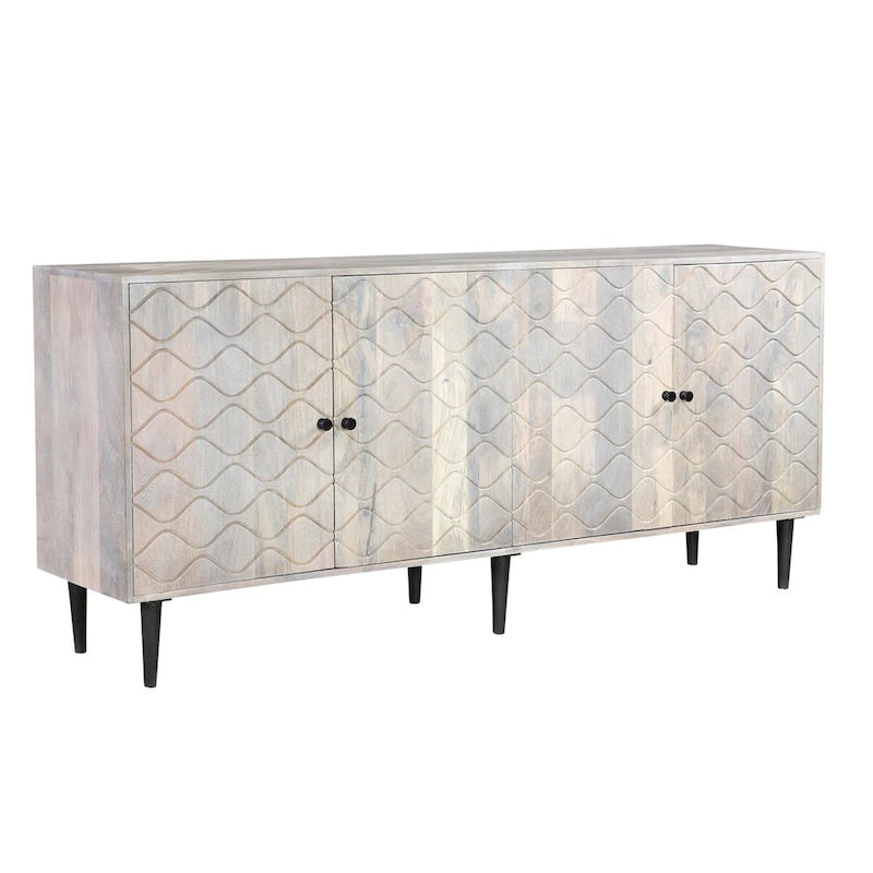 Caden Wave Pattern Wood 4-Door Sideboard
