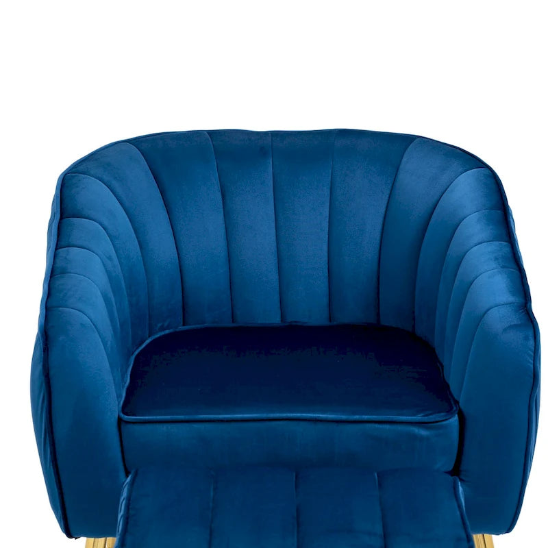 Modern Velvet Accent Chair with Ottoman for Living Room/Bedroom/Nail Salon