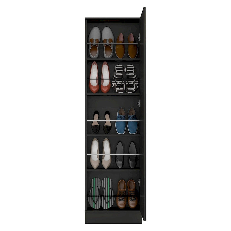 Shoe Rack Chimg, Mirror, Five Interior Shelves, Single Door Cabinet, White Finish