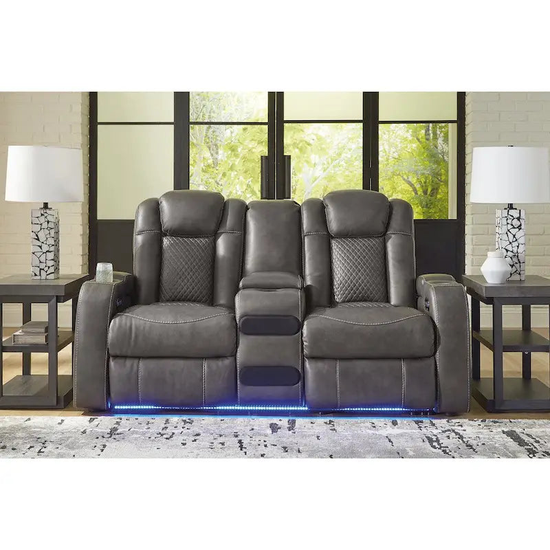 Signature Design by Ashley Fyne-Dyme Power Reclining Loveseat with Console - 74W x 43D x 43H