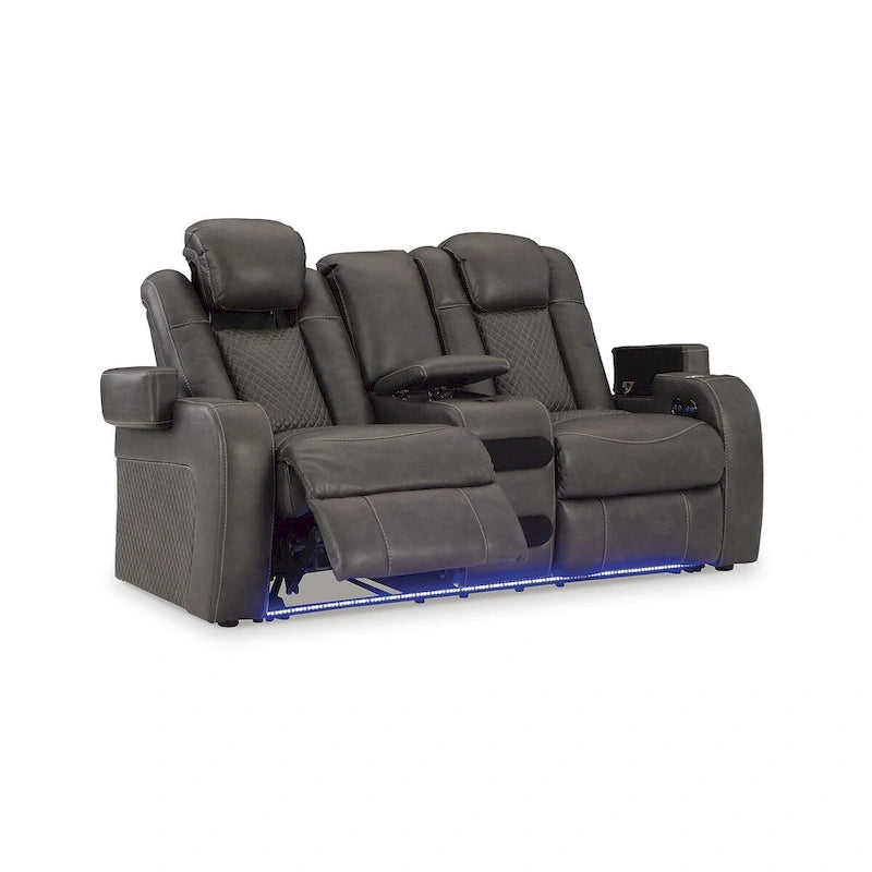 Signature Design by Ashley Fyne-Dyme Power Reclining Loveseat with Console - 74W x 43D x 43H