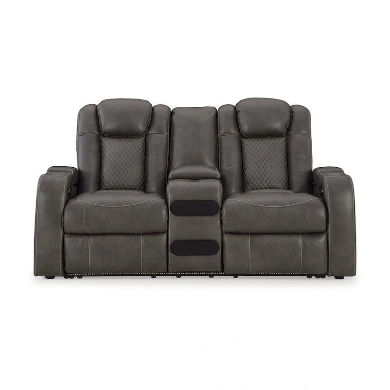 Signature Design by Ashley Fyne-Dyme Power Reclining Loveseat with Console - 74W x 43D x 43H