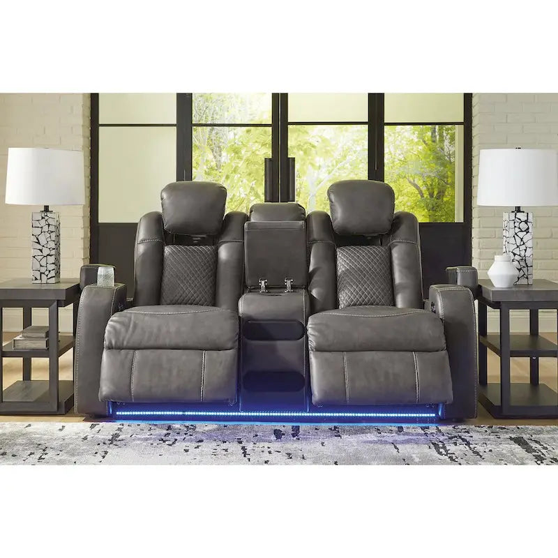 Signature Design by Ashley Fyne-Dyme Power Reclining Loveseat with Console - 74W x 43D x 43H