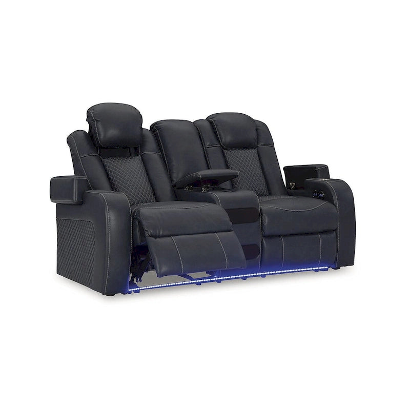 Signature Design by Ashley Fyne-Dyme Power Reclining Loveseat with Console - 74W x 43D x 43H
