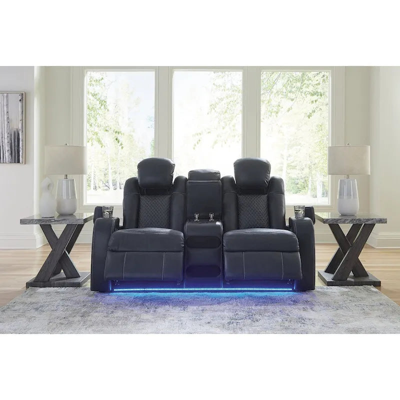 Signature Design by Ashley Fyne-Dyme Power Reclining Loveseat with Console - 74W x 43D x 43H