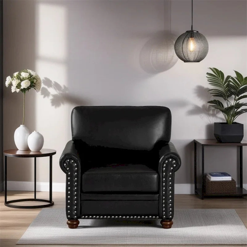 Living Room Sofa Single Seat Chair with Wood Leg Faux Leather