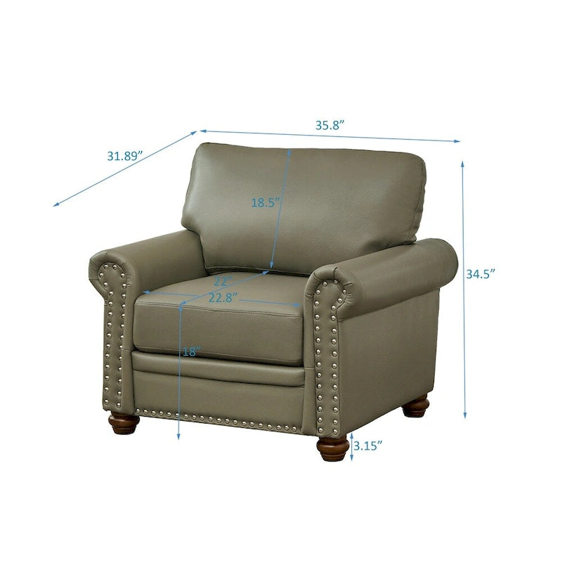 Living Room Sofa Single Seat Chair with Wood Leg Faux Leather