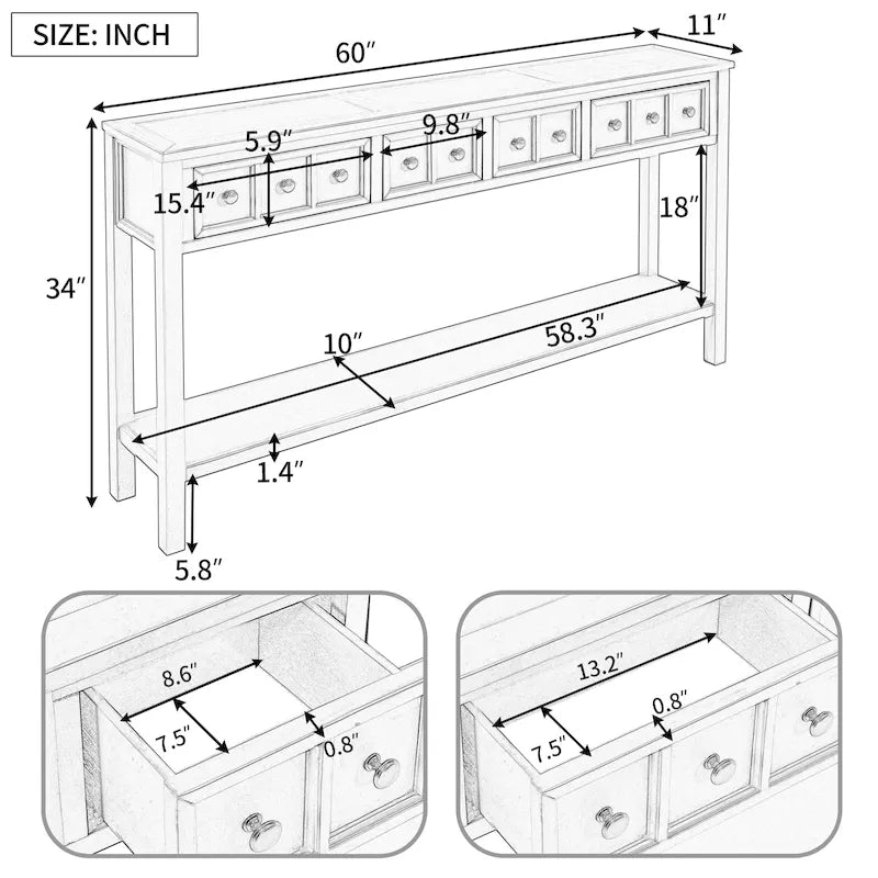 Rustic Entryway Console Table with Storage