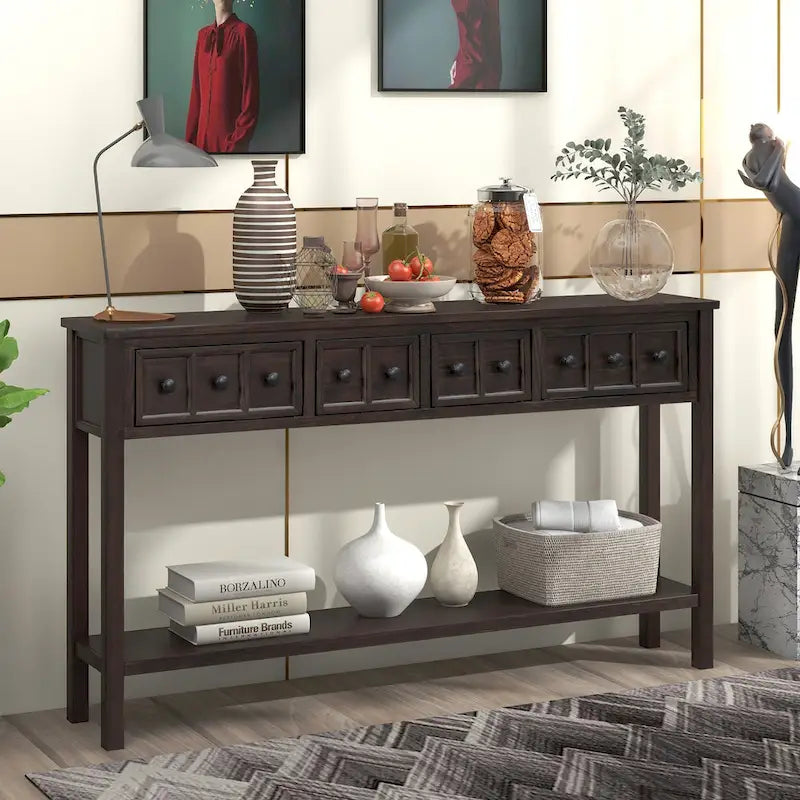 Rustic Entryway Console Table with Storage