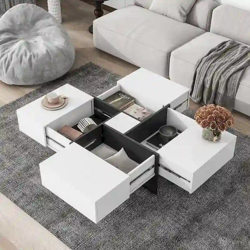Coffee Table with 4 Hidden Storage Compartments