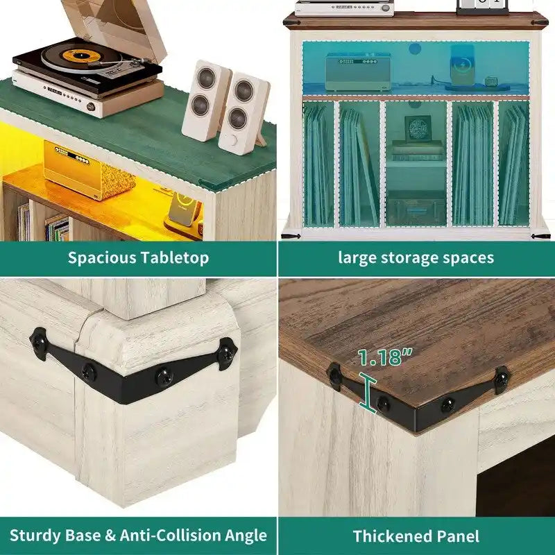 Large Record Player Stand - 15.7D x 31.5W x 28.7H