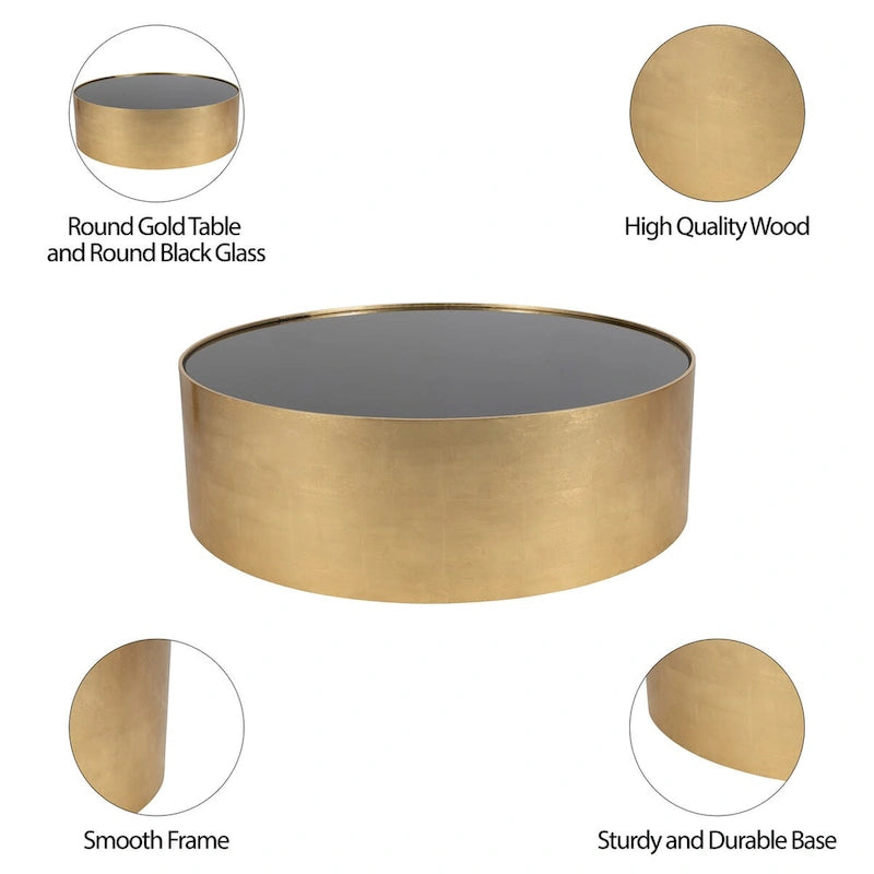 Sagebrook Home Modern Glam Wood Round Glass Coffee and End Table