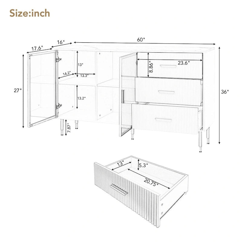 MDF Sideboard Buffet Cabinet