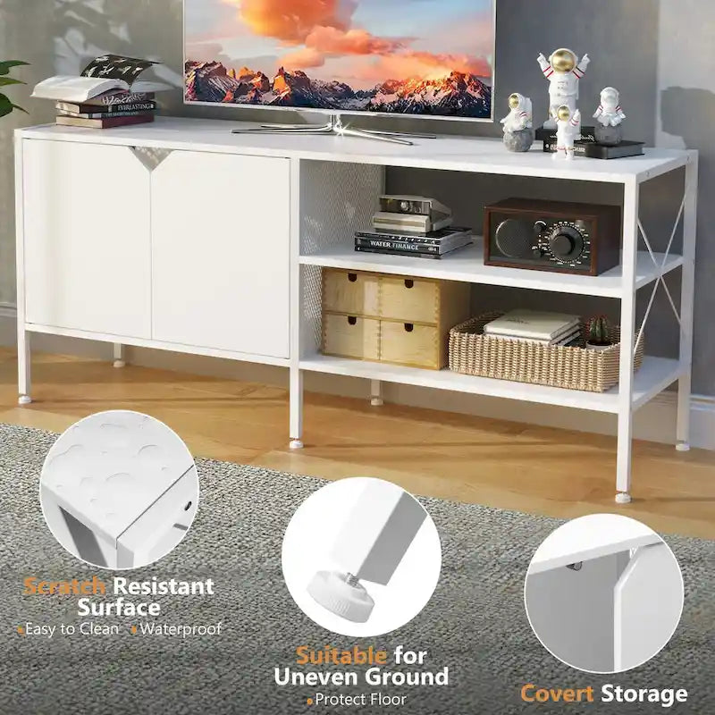 Pellebant TV Stand TV Console Entertainment Center with Storage Cabinet - 55.1 in W * 15.7 in D * 24 in H