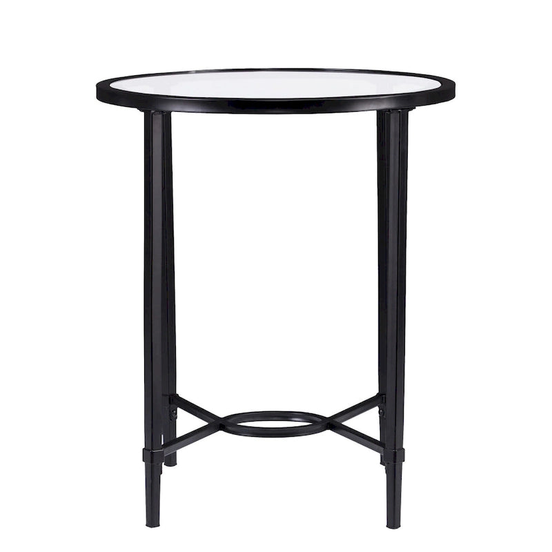 HomeRoots 25 Black And Clear Glass Oval End Table - 25x21x24.75