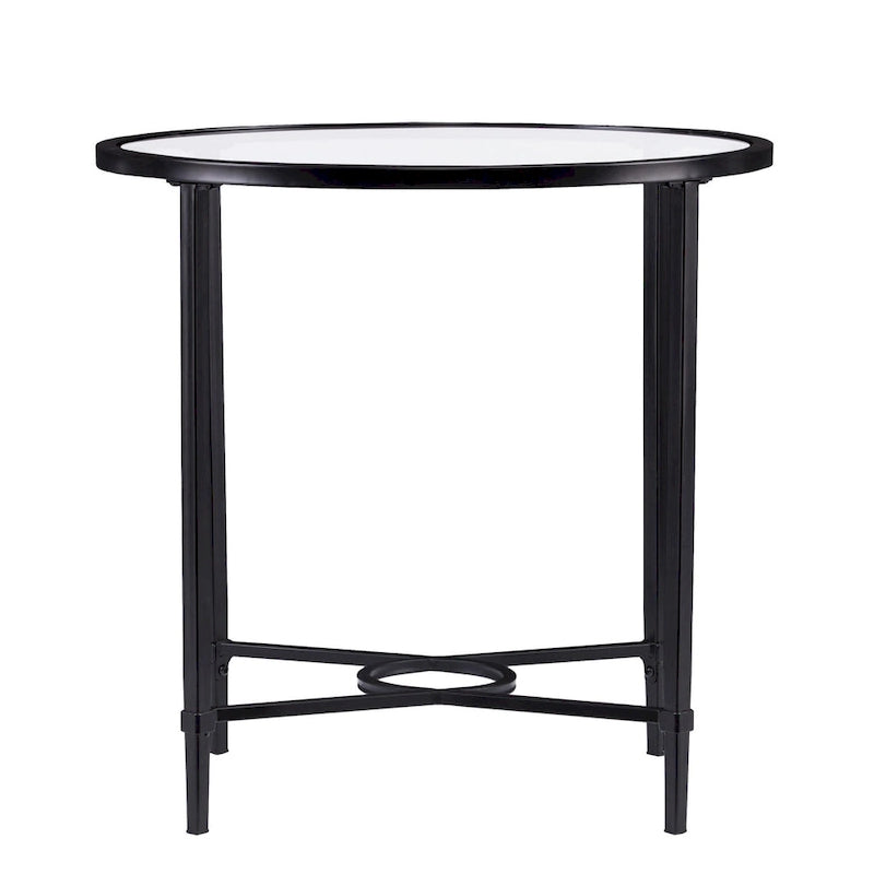 HomeRoots 25 Black And Clear Glass Oval End Table - 25x21x24.75