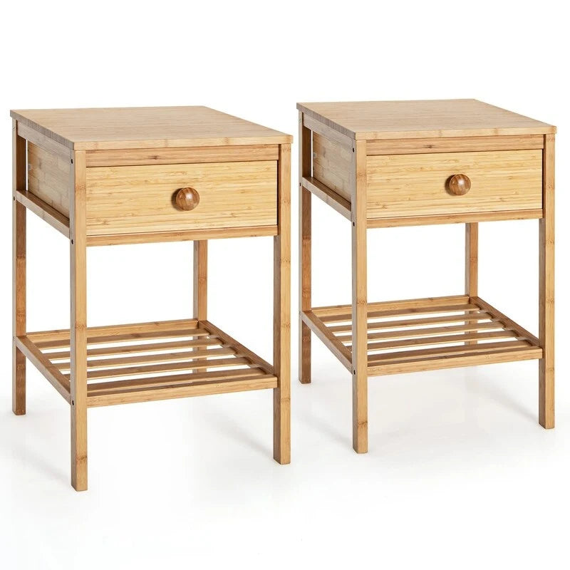 Bamboo End Table Set of 2 - 16D x 16W x 24H