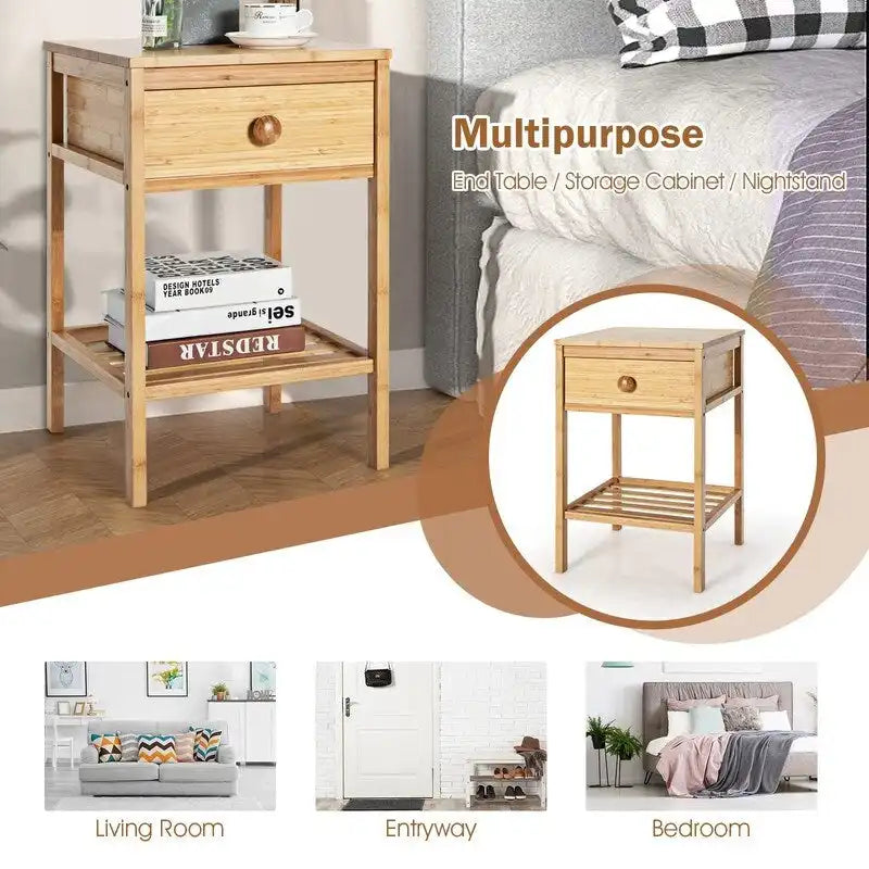 Bamboo End Table Set of 2 - 16D x 16W x 24H