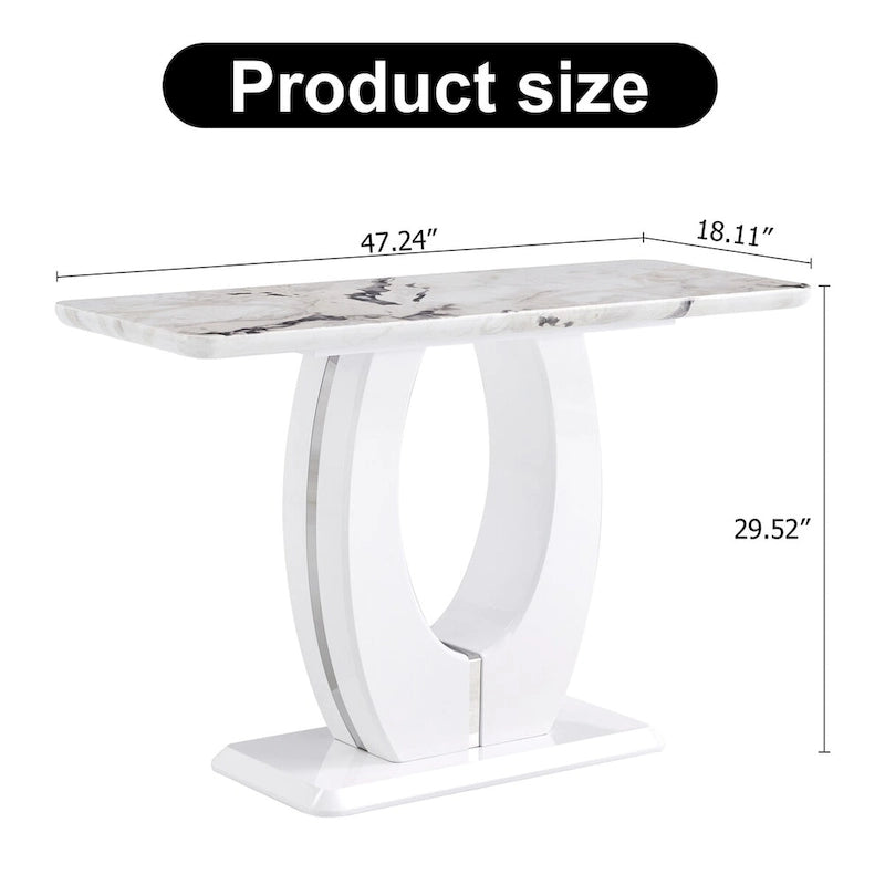 Modern Simple Glossy White Rectangular Counter Bar Table 47.24 x 18.11 x 29.52 For Living Room Bedroom Bedside Entrance House