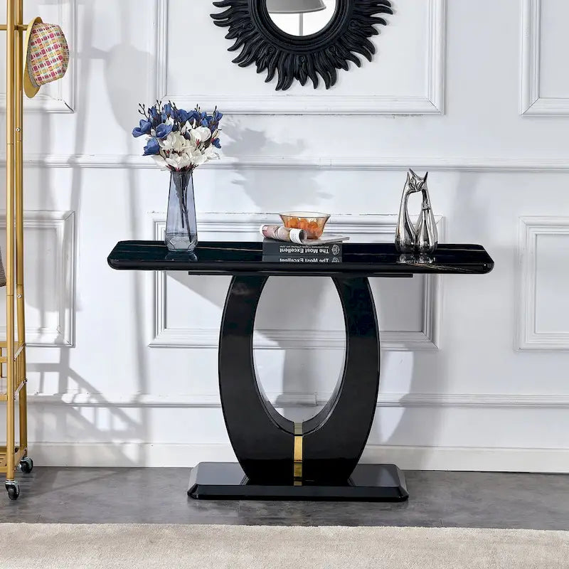 Modern Simple Glossy White Rectangular Counter Bar Table 47.24 x 18.11 x 29.52 For Living Room Bedroom Bedside Entrance House