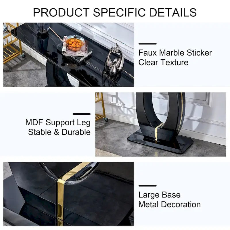 Modern Simple Glossy White Rectangular Counter Bar Table 47.24 x 18.11 x 29.52 For Living Room Bedroom Bedside Entrance House