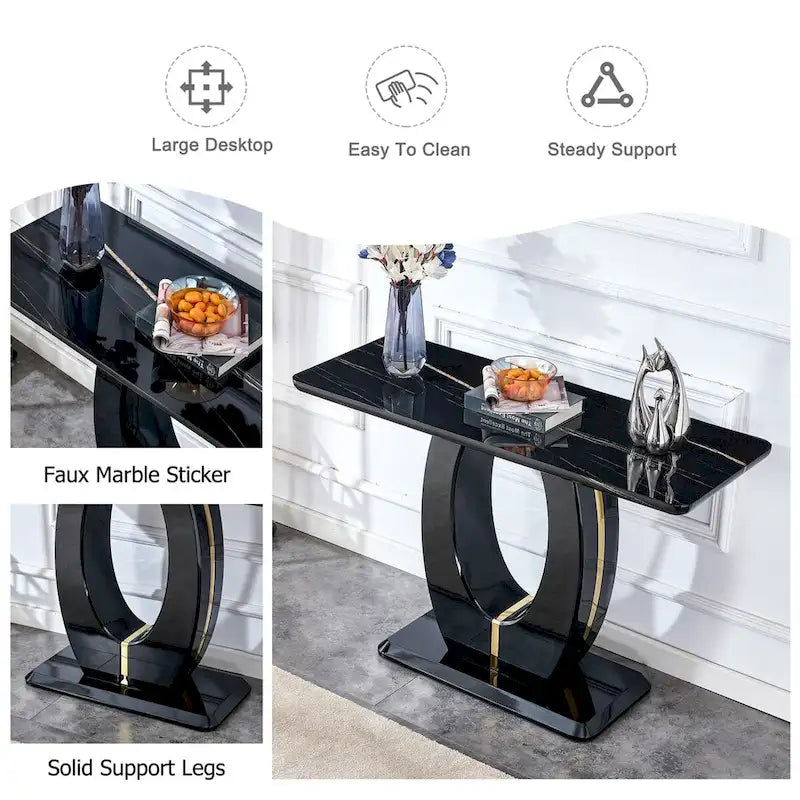 Modern Simple Glossy White Rectangular Counter Bar Table 47.24 x 18.11 x 29.52 For Living Room Bedroom Bedside Entrance House