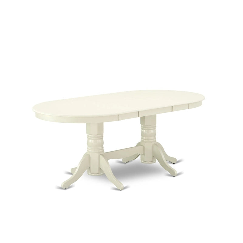 East West Furniture 9 Piece Kitchen Table Set- an Oval Dining Table and 8 Shitake Linen Fabric Chairs, Linen White