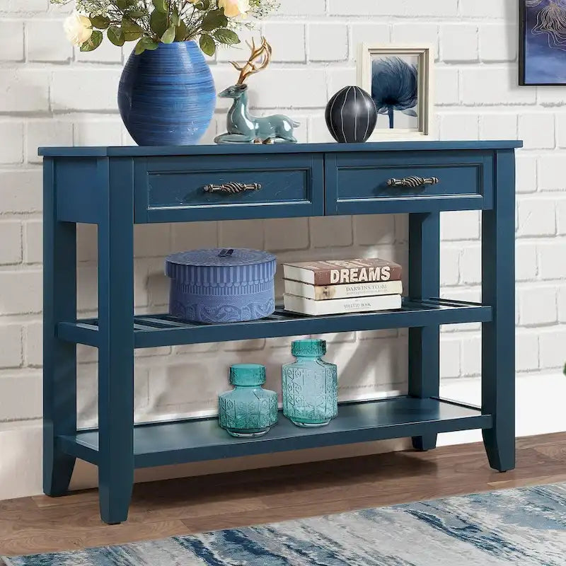 Console Sofa Table with 2 Storage Drawers and 2 Tiers Shelves, 42 Wood Buffet Sideboard for Room Kitchen Entryway Hallway