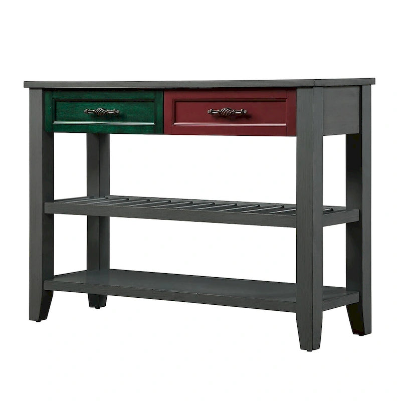 Console Sofa Table with 2 Storage Drawers and 2 Tiers Shelves, 42 Wood Buffet Sideboard for Room Kitchen Entryway Hallway