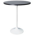 LeisureMod Verve 27 Round Dining Table with MDF Wood TableTop and White Steel Base for Kitchen & Dining Room