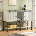 52 inch Wine Cabinet with Barn Door & Adjustable Shelves - 52 W x 38 D x 15.5 H