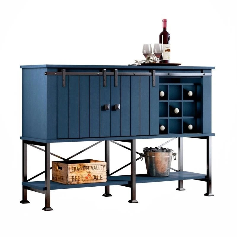 52 inch Wine Cabinet with Barn Door & Adjustable Shelves - 52 W x 38 D x 15.5 H