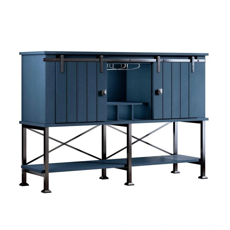 52 inch Wine Cabinet with Barn Door & Adjustable Shelves - 52 W x 38 D x 15.5 H