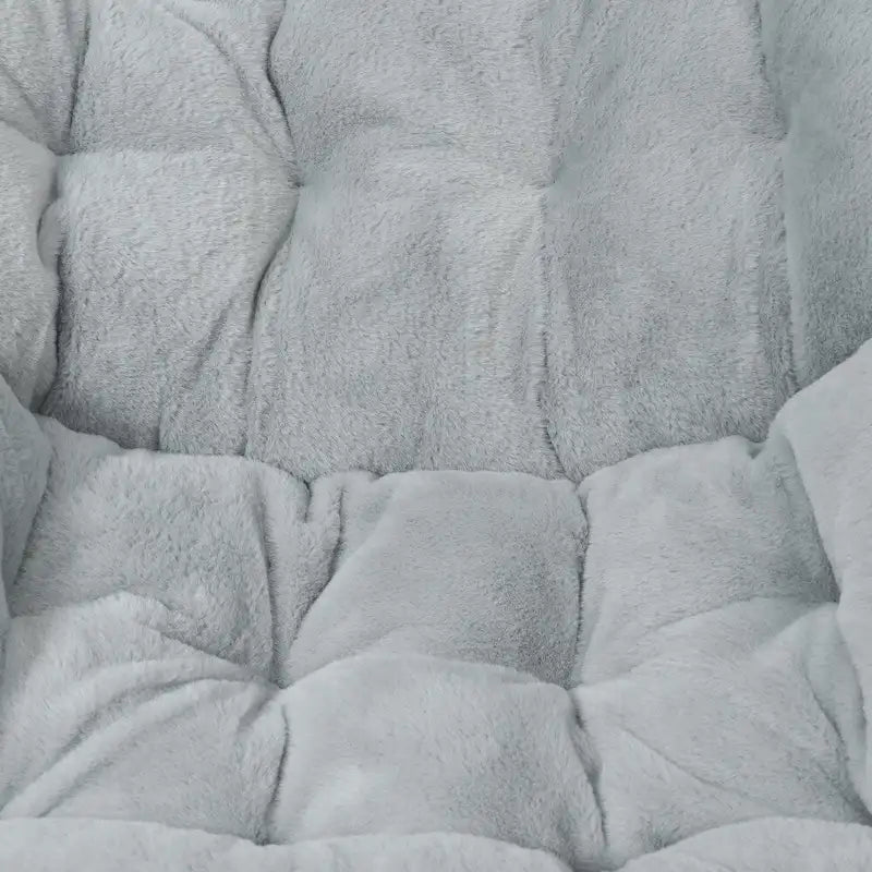 Folding Synthetic Fur Oversized Saucer Chair with Steel Frame - N/A