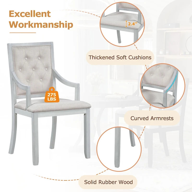 Retro 5-piece Dining Set Extendable Round Table and 4 Chairs for Kitchen Dining Room