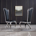 Velvet Unique Design Backrest Dining Chair with Stainless Steel Legs Set of 2
