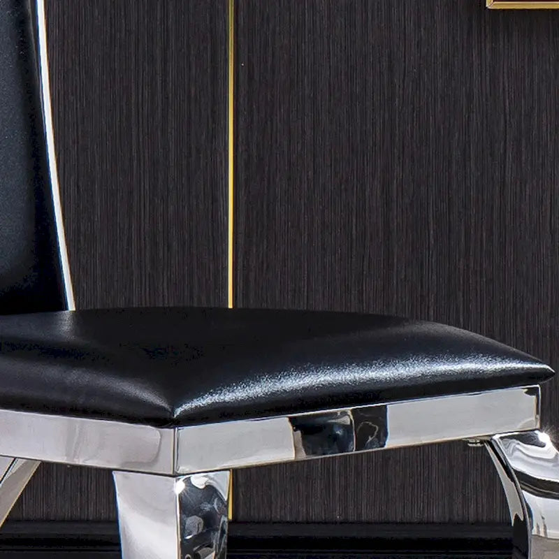 Velvet Unique Design Backrest Dining Chair with Stainless Steel Legs Set of 2