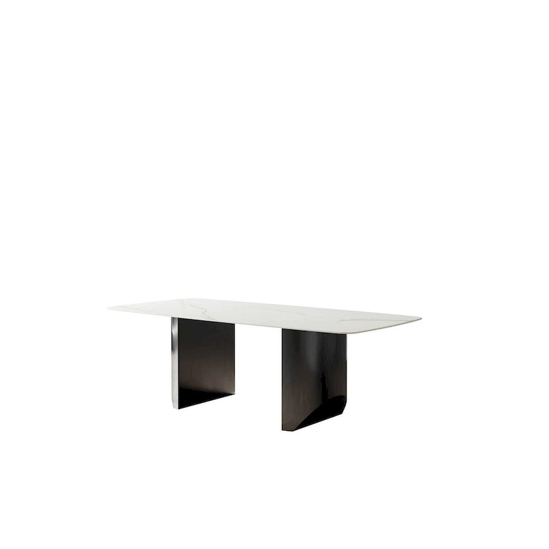 Lesly White 62.99 in. With Black Pedestal Dining Table (6 Seats) - 62.99D31.49W29.52H