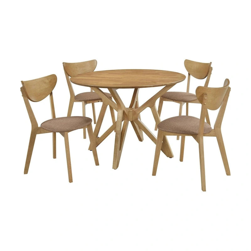 Carson Light Walnut 5-piece Solid Wood Dining Set
