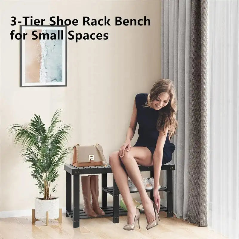 hoe Rack Bench for Entryway - 33.5D x 11.02W x 17.7H