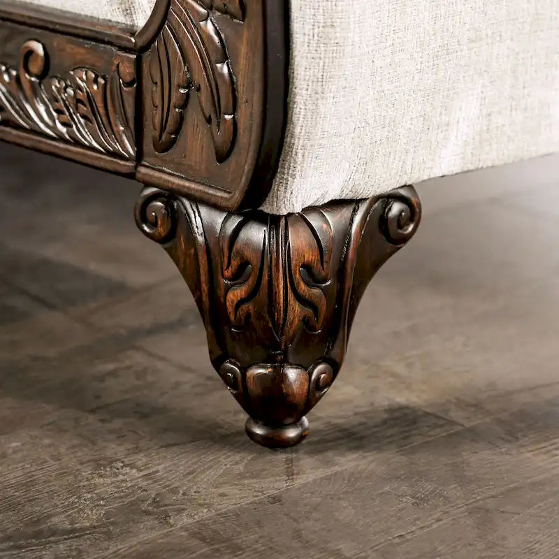 Culprina Traditional Light Grey Chenille Upholstered Rolled Arms Sofa by Furniture of America