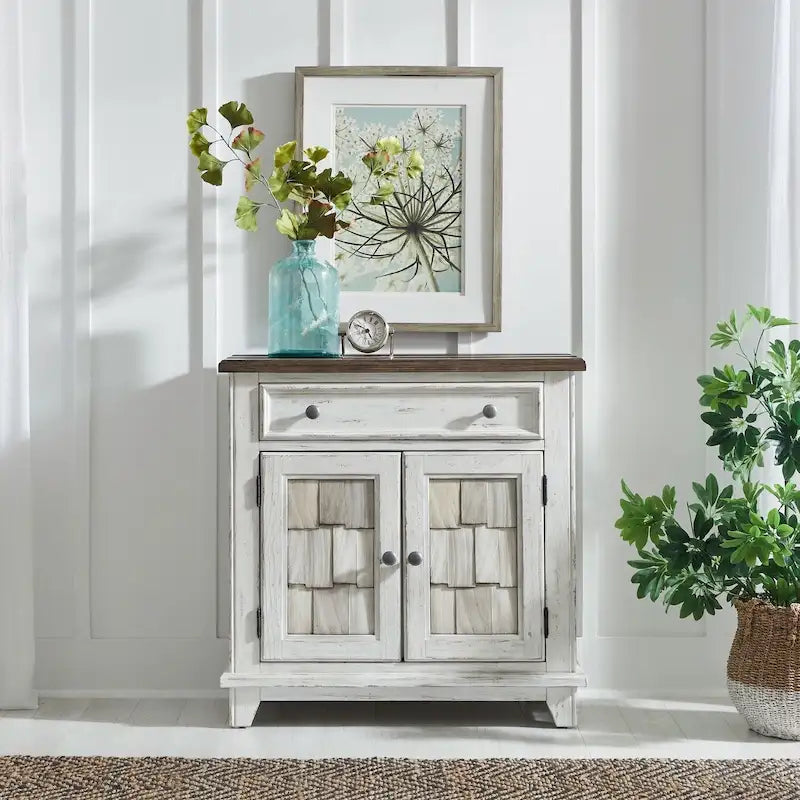 River Place Riverstone White & Tobacco Accent Cabinet