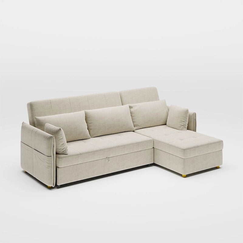 98.43 Modern Minimalist L Shape Sofa BedAnti-scratch and Water-proof, Solid Wood Frame