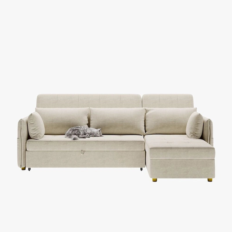 98.43 Modern Minimalist L Shape Sofa BedAnti-scratch and Water-proof, Solid Wood Frame