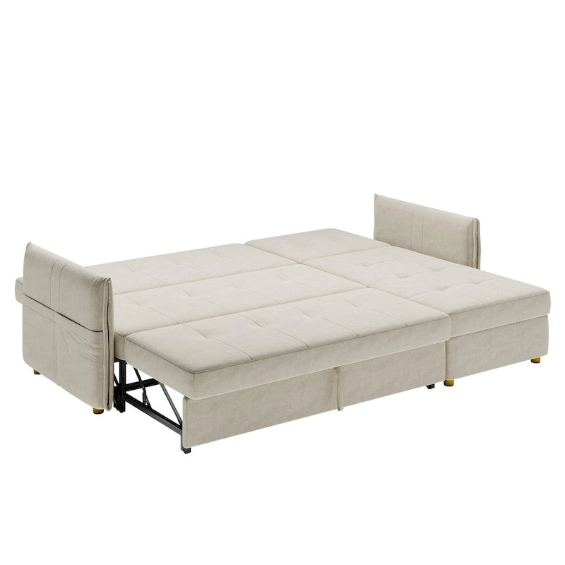 98.43 Modern Minimalist L Shape Sofa BedAnti-scratch and Water-proof, Solid Wood Frame
